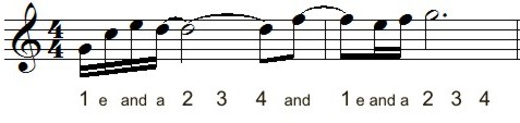 "1 e and a" subdivision of sixteenth notes