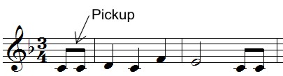 Example showing a pickup beat